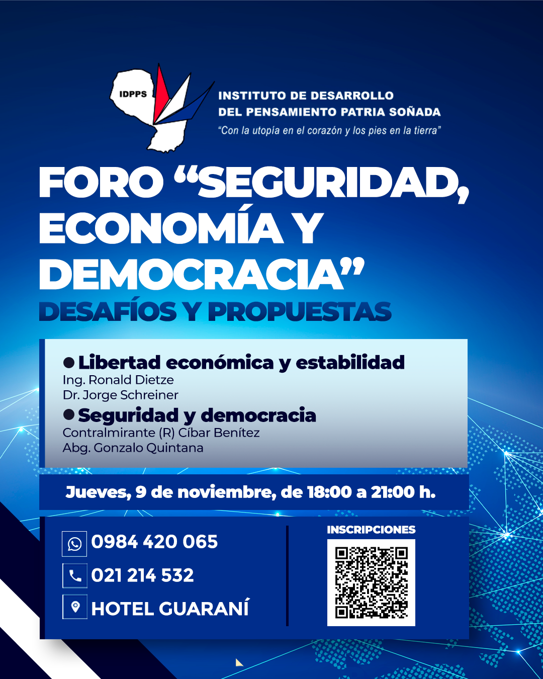 Foro “Seguridad, Economía y Democracia” se realizará hoy, a partir de las 18:00 horas, en Asunción